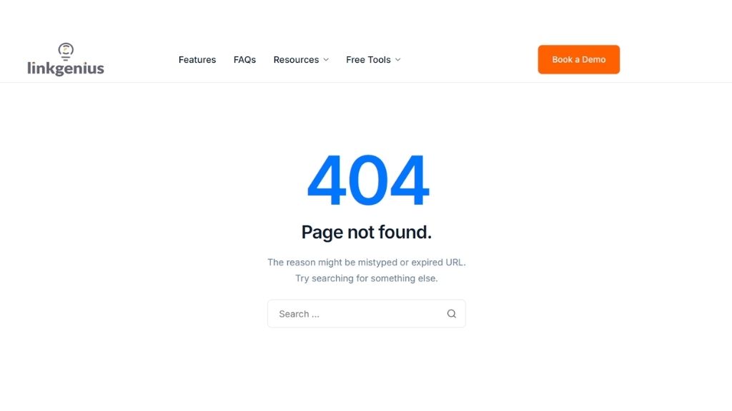 404 Page Example - Link Genius