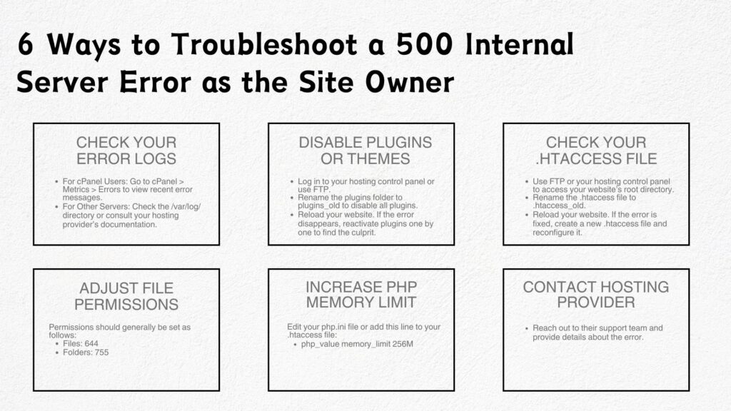 How to troubleshoot a 500 internal server error as a site owner - Link Genius