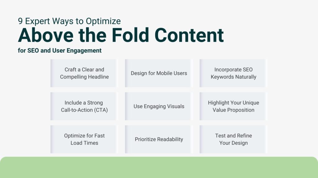 9 expert ways to optimize for above the fold content for SEO and user engagement - Link Genius